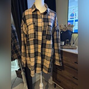 BOOHOO Boyfriend Plaid Button-Up Shirt